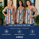 Friends in matching Women's Deckchair Daydream Custom Face Off-Shoulder Dress — a group gift photo