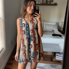 Real-life photo of someone wearing Women's Deckchair Daydream Custom Face V-Neck Dress — custom faces printed all-over