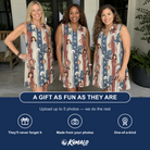 Friends in matching Women's Deckchair Daydream Custom Face V-Neck Dress — a group gift photo