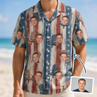 Man wearing Men's Deckchair Daydream Custom Face Hawaiian Shirt — custom faces printed all-over