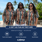 Friends in matching Women's Deckchair Daydream Custom Face Hawaiian Shirt — a group gift photo
