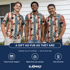 Friends in matching Men's Deckchair Daydream Custom Face Polo Shirt — a group gift photo