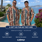 Friends in matching Men's Deckchair Daydream Custom Face Shirt & Shorts Set — a group gift photo