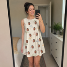 Real-life photo of someone wearing Women's Parasol Pals Custom Face Tank Dress — custom faces printed all-over