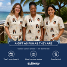 Friends in matching Women's Parasol Pals Custom Face Hawaiian Shirt — a group gift photo