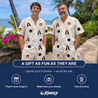 Friends in matching Men's Parasol Pals Custom Face Shirt & Shorts Set — a group gift photo
