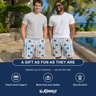 Friends in matching Men's Sandcastle Safari Custom Face Beach Shorts — a group gift photo