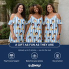 Friends in matching Women's Sandcastle Safari Custom Face Off-Shoulder Dress — a group gift photo