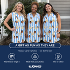Friends in matching Women's Sandcastle Safari Custom Face V-Neck Dress — a group gift photo
