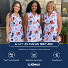 Friends in matching Women's Coastal Keepsakes Custom Face V-Neck Dress — a group gift photo