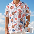 Man wearing Men's Coastal Keepsakes Custom Face Hawaiian Shirt — custom faces printed all-over