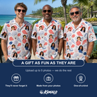 Friends in matching Men's Coastal Keepsakes Custom Face Hawaiian Shirt — a group gift photo