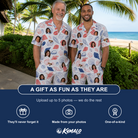 Friends in matching Men's Coastal Keepsakes Custom Face Shirt & Shorts Set — a group gift photo