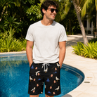 Real-life photo of someone wearing Men's Seagullcation Custom Face Beach Shorts — custom faces printed all-over