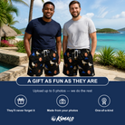 Friends in matching Men's Seagullcation Custom Face Beach Shorts — a group gift photo