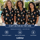 Friends in matching Women's Seagullcation Custom Face Hawaiian Shirt — a group gift photo