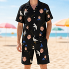Model wearing Men's Seagullcation Custom Face Shirt & Shorts Set printed with kids' faces