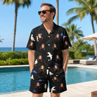 Real-life photo of someone wearing Men's Seagullcation Custom Face Shirt & Shorts Set — custom faces printed all-over