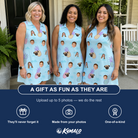 Friends in matching Women's Spiky Shoreline Custom Face V-Neck Dress — a group gift photo