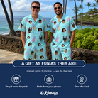 Friends in matching Men's Spiky Shoreline Custom Face Shirt & Shorts Set — a group gift photo