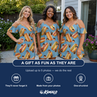 Friends in matching Women's Bunited States Custom Face Off-Shoulder Dress — a group gift photo
