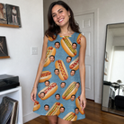 Real-life photo of someone wearing Women's Bunited States Custom Face Tank Dress — custom faces printed all-over