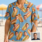 Man wearing Men's Bunited States Custom Face Hawaiian Shirt — custom faces printed all-over