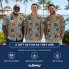 Friends in matching Men's Bunited States Custom Face Hawaiian Shirt — a group gift photo