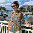 Real-life photo of someone wearing Women's Bunited States Custom Face Hawaiian Shirt — custom faces printed all-over
