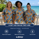 Friends in matching Women's Bunited States Custom Face Hawaiian Shirt — a group gift photo