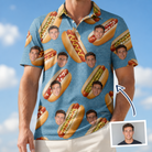 Man wearing Men's Bunited States Custom Face Polo Shirt — custom faces printed all-over