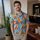 Real-life photo of someone wearing Men's Bunited States Custom Face Polo Shirt — custom faces printed all-over