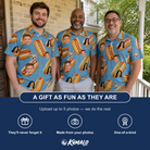 Friends in matching Men's Bunited States Custom Face Polo Shirt — a group gift photo