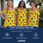 Friends in matching Women's Crimson Cloudburst Custom Face Off-Shoulder Dress — a group gift photo