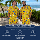 Friends in matching Men's Crimson Cloudburst Custom Face Shirt & Shorts Set — a group gift photo