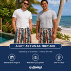 Friends in matching Men's Eagle Euphoria Custom Face Beach Shorts — a group gift photo