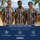 Friends in matching Men's Eagle Euphoria Custom Face Hawaiian Shirt — a group gift photo