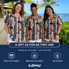 Friends in matching Women's Eagle Euphoria Custom Face Hawaiian Shirt — a group gift photo