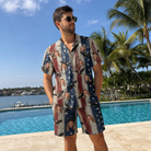 Real-life photo of someone wearing Men's Eagle Euphoria Custom Face Shirt & Shorts Set — custom faces printed all-over