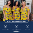 Friends in matching Women's Banner Bash Custom Face Off-Shoulder Dress — a group gift photo