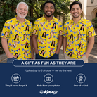 Friends in matching Men's Banner Bash Custom Face Polo Shirt — a group gift photo