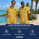 Friends in matching Men's Banner Bash Custom Face Shirt & Shorts Set — a group gift photo