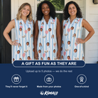 Friends in matching Women's Tri-Color Tumble Custom Face V-Neck Dress — a group gift photo