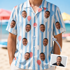 Man wearing Men's Tri-Color Tumble Custom Face Hawaiian Shirt — custom faces printed all-over