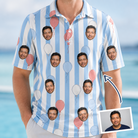 Man wearing Men's Tri-Color Tumble Custom Face Polo Shirt — custom faces printed all-over