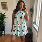 Real-life photo of someone wearing Women's Independence Icicles Custom Face Tank Dress — custom faces printed all-over