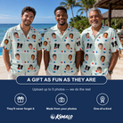 Friends in matching Men's Independence Icicles Custom Face Hawaiian Shirt — a group gift photo