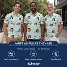 Friends in matching Men's Independence Icicles Custom Face Polo Shirt — a group gift photo