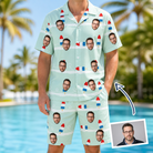 Man wearing Men's Independence Icicles Custom Face Shirt & Shorts Set — custom faces printed all-over