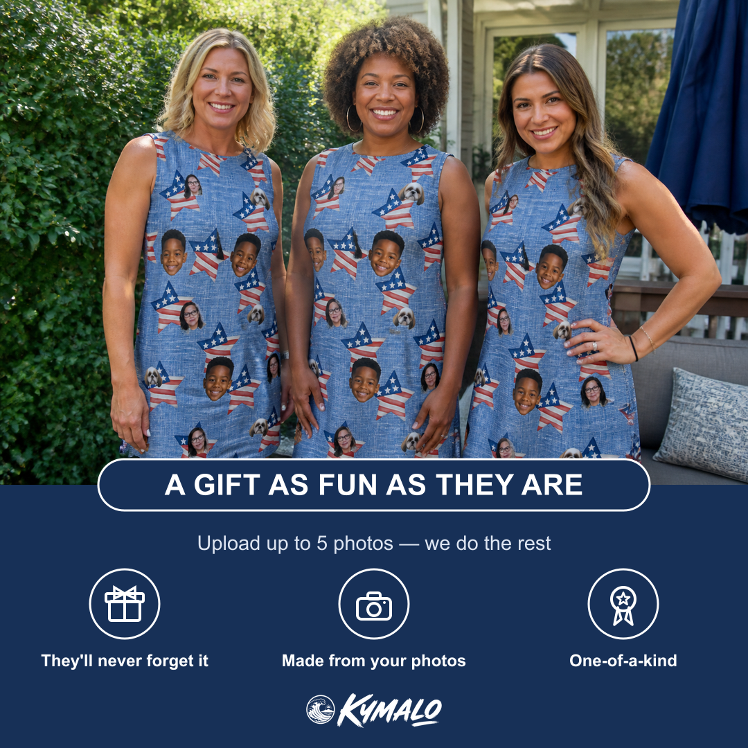 Friends in matching Women's Stellar Standard Custom Face Tank Dress — a group gift photo